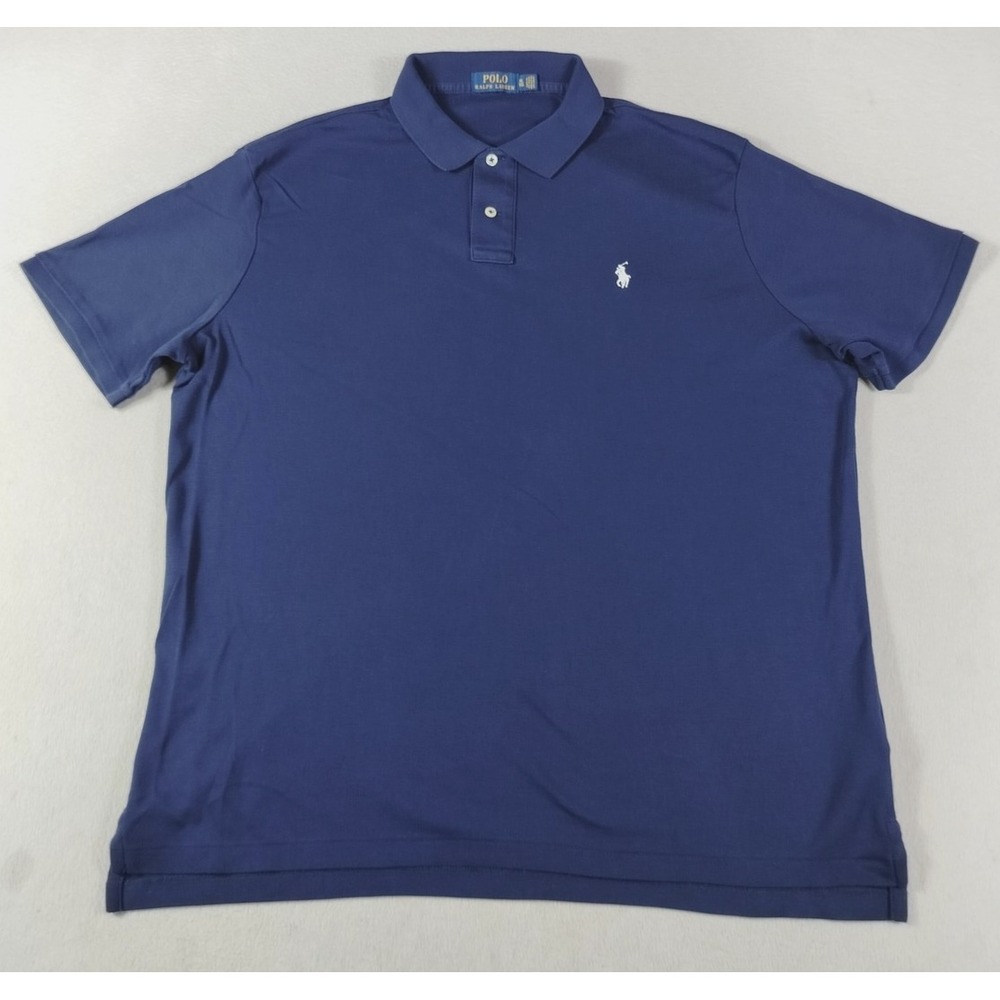 Polo Ralph Lauren Polo Shirt Mens XL Blue Solid Classic Fit Pony Cotton Casual